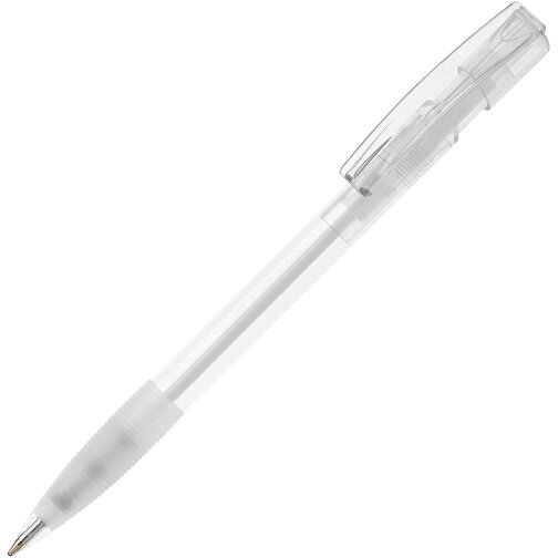 Kugelschreiber Nash Transparent Mit Gummigriff , transparent weiss, ABS, 14,50cm (Länge), Bild 2