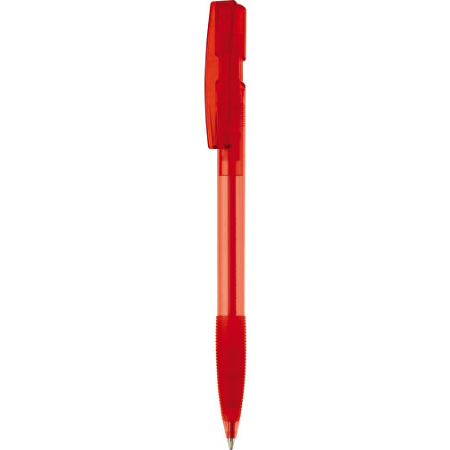 Kugelschreiber Nash Transparent Mit Gummigriff , transparent rot, ABS, 14,50cm (Länge), Bild 1