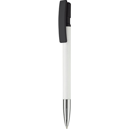 Kugelschreiber Nash Hardcolour Mit Metallspitze , weiß / schwarz, ABS & Metall, 14,50cm (Länge), Bild 1