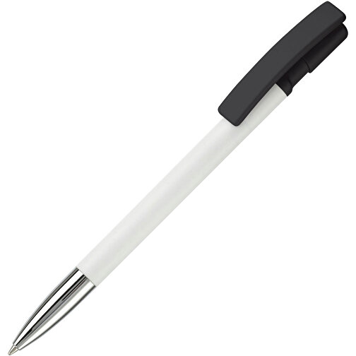 Kugelschreiber Nash Hardcolour Mit Metallspitze , weiss / schwarz, ABS & Metall, 14,50cm (Länge), Bild 2
