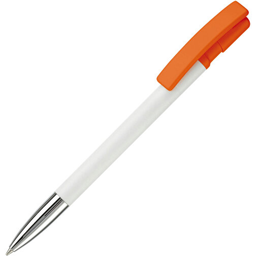 Kugelschreiber Nash Hardcolour Mit Metallspitze , weiss / orange, ABS & Metall, 14,50cm (Länge), Bild 2