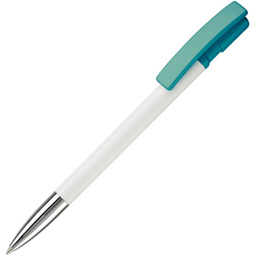 Kugelschreiber Nash Hardcolour Mit Metallspitze , weiss / türkis, ABS & Metall, 14,50cm (Länge), Bild 2
