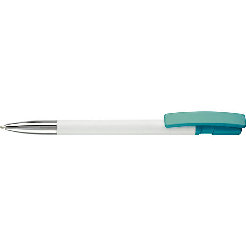 Kugelschreiber Nash Hardcolour Mit Metallspitze , weiß / türkis, ABS & Metall, 14,50cm (Länge), Bild 3