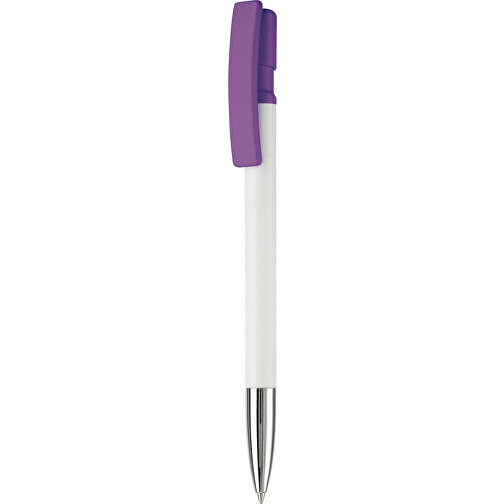 Kugelschreiber Nash Hardcolour Mit Metallspitze , weiß / purple, ABS & Metall, 14,50cm (Länge), Bild 1