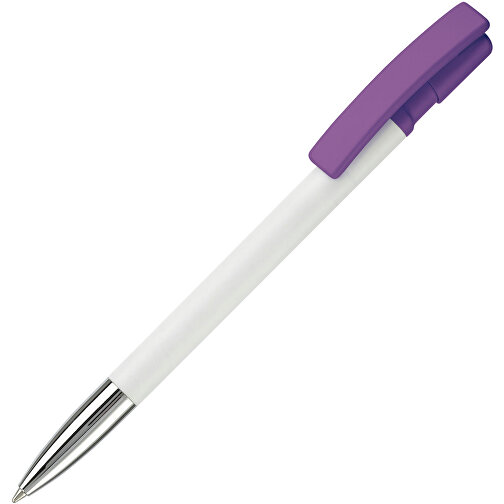 Kugelschreiber Nash Hardcolour Mit Metallspitze , weiss / purple, ABS & Metall, 14,50cm (Länge), Bild 2