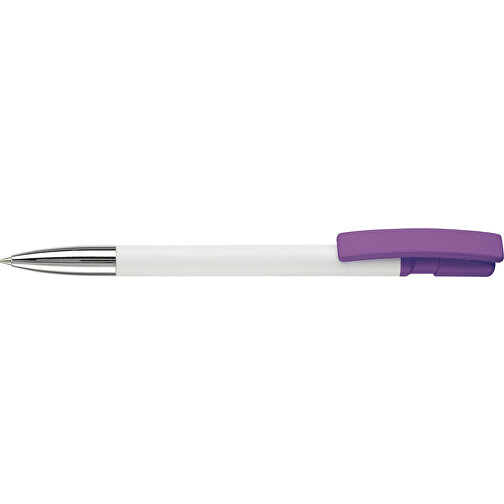 Kugelschreiber Nash Hardcolour Mit Metallspitze , weiss / purple, ABS & Metall, 14,50cm (Länge), Bild 3