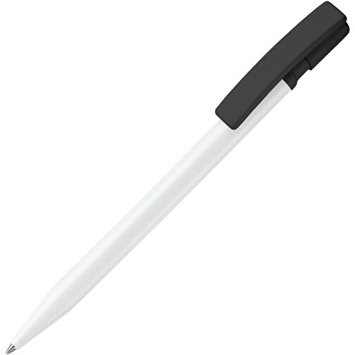 Kugelschreiber Nash Hardcolour , weiss / schwarz, ABS, 14,50cm (Länge), Bild 2