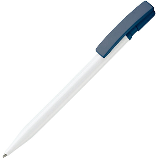 Kugelschreiber Nash Hardcolour , weiss / dunkelblau, ABS, 14,50cm (Länge), Bild 2