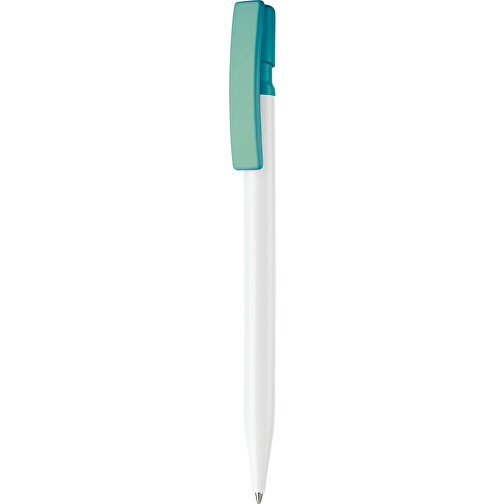 Kugelschreiber Nash Hardcolour , weiß / türkis, ABS, 14,50cm (Länge), Bild 1