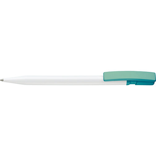 Kugelschreiber Nash Hardcolour , weiß / türkis, ABS, 14,50cm (Länge), Bild 3