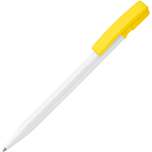 Kugelschreiber Nash Hardcolour , weiß / gelb, ABS, 14,50cm (Länge), Bild 2
