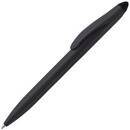 Stylus Kugelschreiber Touchy , schwarz / schwarz, ABS, 14,50cm (Länge), Bild 2