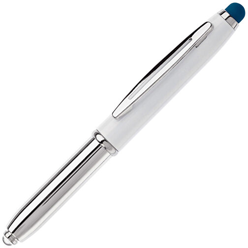 Stylus Kugelschreiber Shine , weiss / dunkelblau, ABS chrombeschichtet & Aluminium, 12,40cm (Länge), Bild 2