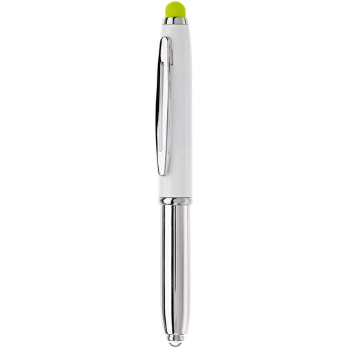 Stylus Kugelschreiber Shine , weiß / hellgrün, ABS chrombeschichtet & Aluminium, 12,40cm (Länge), Bild 1