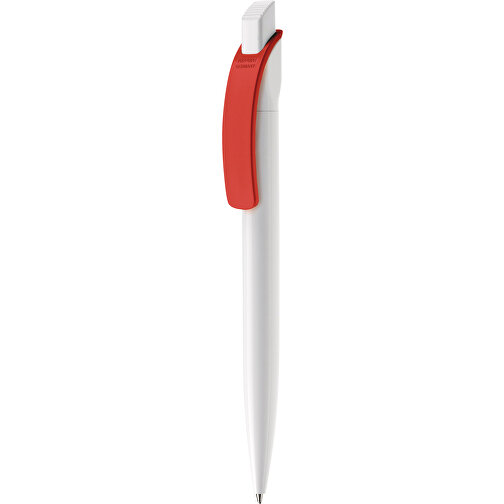 Kugelschreiber Cube Hardcolour , weiß / rot, ABS, 14,70cm (Länge), Bild 1