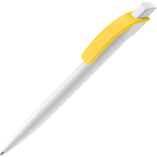Kugelschreiber Cube Hardcolour , weiß / gelb, ABS, 14,70cm (Länge), Bild 2