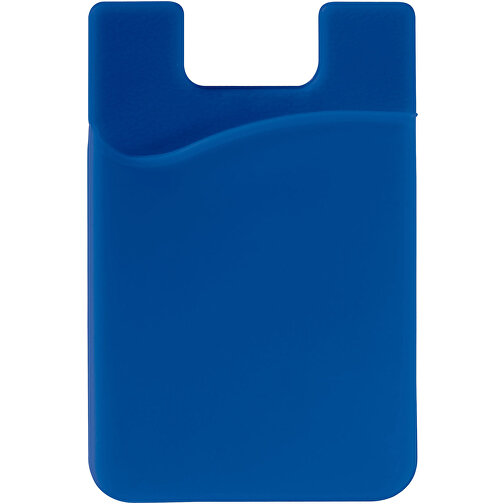 Telefon Silikon Kartenhalter , blau, Silikon, 8,40cm x 0,30cm x 5,60cm (Länge x Höhe x Breite), Bild 1