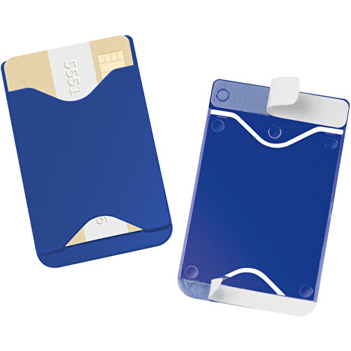 Kartenhalter, Selbstklebend , blau, PP, 9,30cm x 0,40cm x 5,70cm (Länge x Höhe x Breite), Bild 1