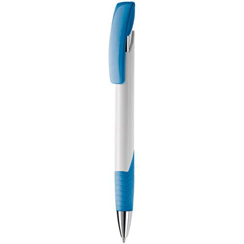 Kugelschreiber Zorro Hardcolour , weiß / hellblau, ABS & Metall, 14,50cm (Länge), Bild 1