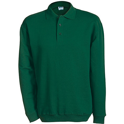 Polo-Sweat Heavy , James Nicholson, dark-grün, 80% Baumwolle, ringgesponnen, 20% Polyester, XL, , Bild 1