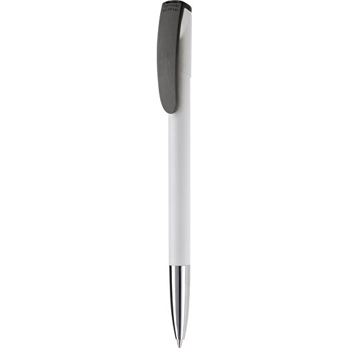 Kugelschreiber Deniro Mit Metallspitze Hardcolour , weiß / schwarz, ABS & Metall, 14,30cm (Länge), Bild 1