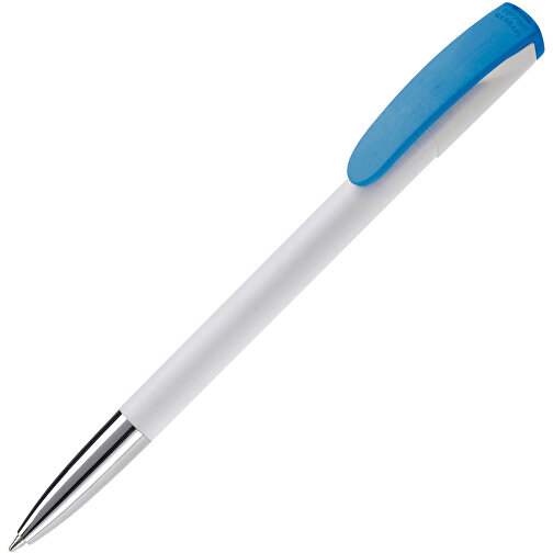 Kugelschreiber Deniro Mit Metallspitze Hardcolour , weiss / hellblau, ABS & Metall, 14,30cm (Länge), Bild 2