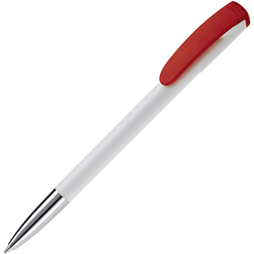 Kugelschreiber Deniro Mit Metallspitze Hardcolour , weiss / rot, ABS & Metall, 14,30cm (Länge), Bild 2