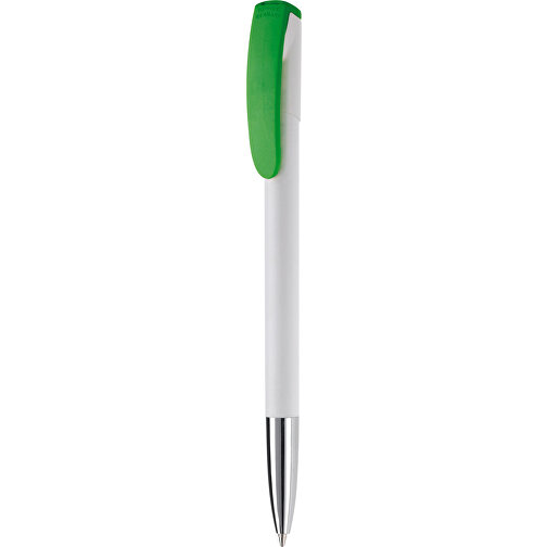 Kugelschreiber Deniro Mit Metallspitze Hardcolour , weiss / grün, ABS & Metall, 14,30cm (Länge), Bild 1