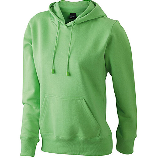Ladies’ Hooded Sweat , James Nicholson, lime-grün, 80% Baumwolle, ringgesponnen, 20% Polyester, L, , Bild 1