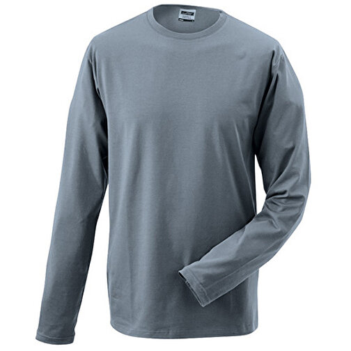 Elastic-T Long-Sleeved , James Nicholson, mid-grau, 95% Baumwolle, gekämmt, ringgesponnen, 5% Elasthan, XL, , Bild 1