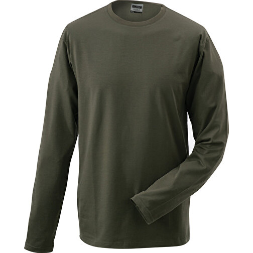 Elastic-T Long-Sleeved , James Nicholson, olive, 95% Baumwolle, gekämmt, ringgesponnen, 5% Elasthan, M, , Bild 1