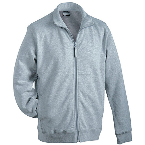 Sweat Jacket , James Nicholson, grau-heather, 100% Baumwolle, gekämmt, ringgesponnen, S, , Bild 1