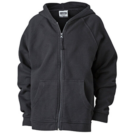 Hooded Jacket Junior , James Nicholson, schwarz, 100% Baumwolle, gekämmt, ringgesponnen, M (122/128), , Bild 1