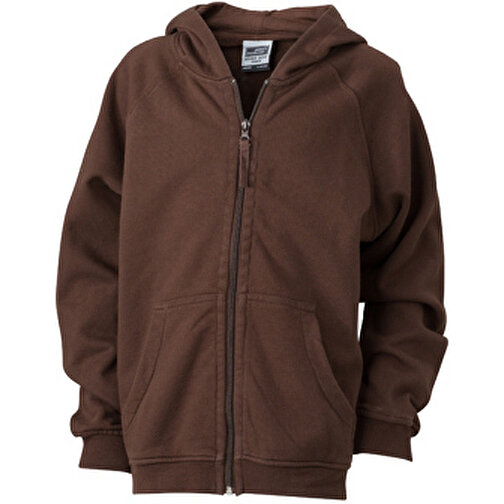 Hooded Jacket Junior , James Nicholson, braun, 100% Baumwolle, gekämmt, ringgesponnen, XL (146/152), , Bild 1