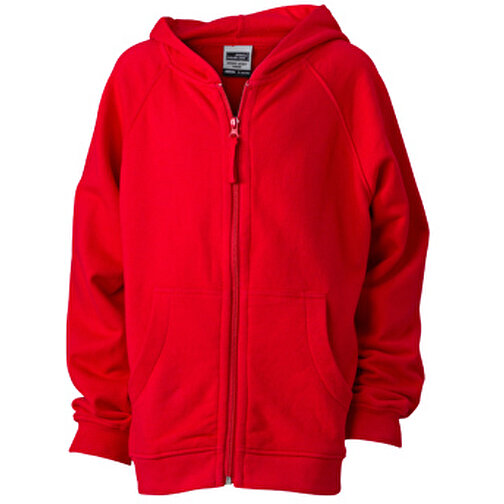 Hooded Jacket Junior , James Nicholson, rot, 100% Baumwolle, gekämmt, ringgesponnen, XS (98/104), , Bild 1