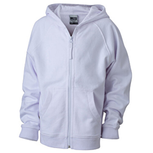 Hooded Jacket Junior , James Nicholson, weiß, 100% Baumwolle, gekämmt, ringgesponnen, S (110/116), , Bild 1