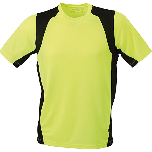 Men’s Running-T , James Nicholson, fluo-gelb/schwarz, 100% Polyester, XL, , Bild 1