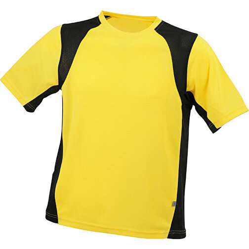 Men’s Running-T , James Nicholson, gelb/schwarz, 100% Polyester, L, , Bild 1