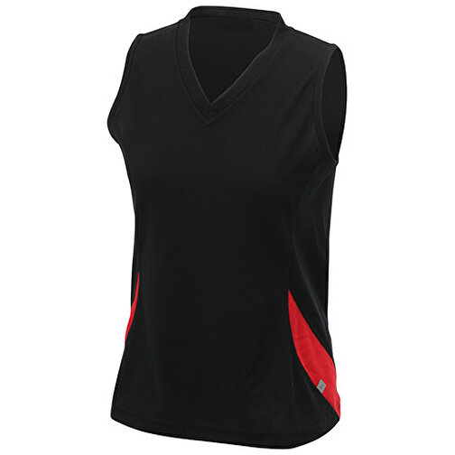 Ladies’ Running Tank , James Nicholson, schwarz/rot, 100% Polyester, M, , Bild 1