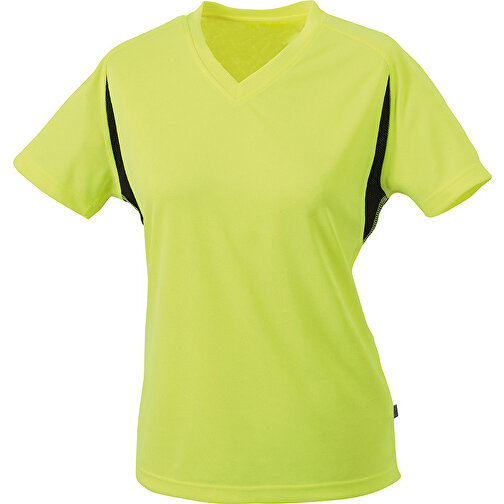 Ladies’ Running-T , James Nicholson, fluo-gelb/schwarz, 100% Polyester, XL, , Bild 1