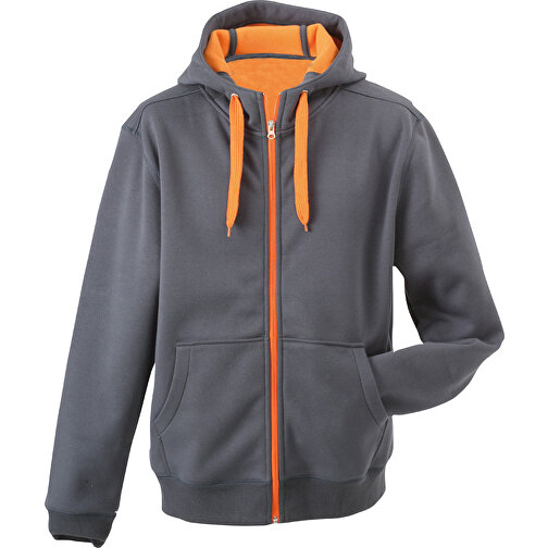 Men’s Doubleface Jacket , James Nicholson, carbon/orange, 55% Polyester, 45% Baumwolle, M, , Bild 1