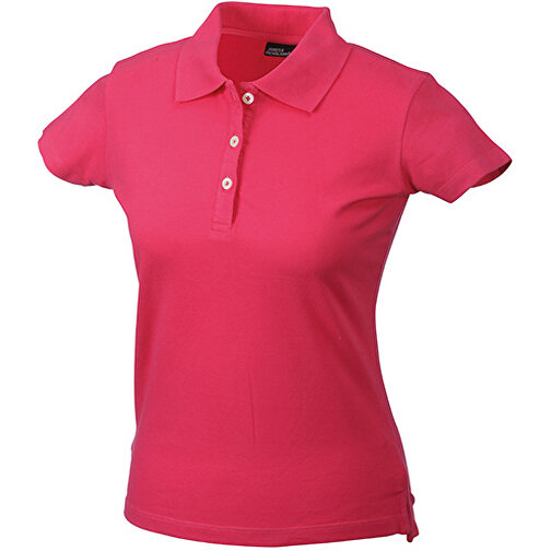 Ladies’ Elastic Piqué Polo , James Nicholson, pink, 95% Baumwolle, gekämmt, ringgesponnen, 5% Elasthan, M, , Bild 1