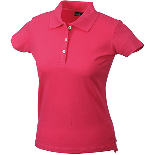 Ladies’ Elastic Piqué Polo , James Nicholson, pink, 95% Baumwolle, gekämmt, ringgesponnen, 5% Elasthan, XXL, , Bild 1