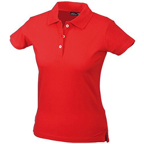 Ladies’ Elastic Piqué Polo , James Nicholson, rot, 95% Baumwolle, gekämmt, ringgesponnen, 5% Elasthan, M, , Bild 1