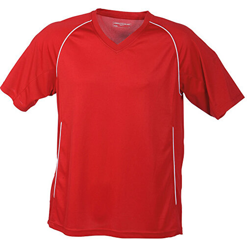 Team Shirt Junior , James Nicholson, rot/weiß, 100% Polyester, L (134/140), , Bild 1