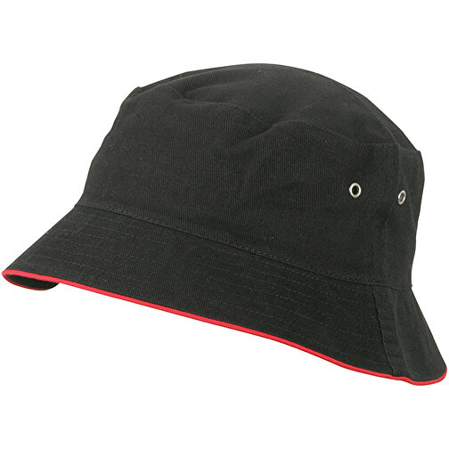 Fisherman Piping Hat , Myrtle Beach, schwarz/rot, 100% Baumwolle, L/XL, , Bild 1