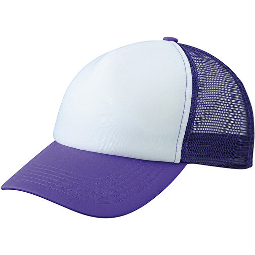 5 Panel Polyester Mesh Cap , Myrtle Beach, weiss/lilac, 100% Polyester, one size, , Bild 1