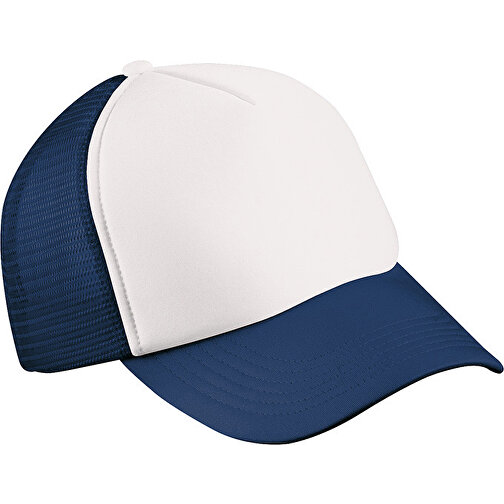 5 Panel Polyester Mesh Cap For Kids , Myrtle Beach, weiss/navy, 100% Polyester, one size, , Bild 1