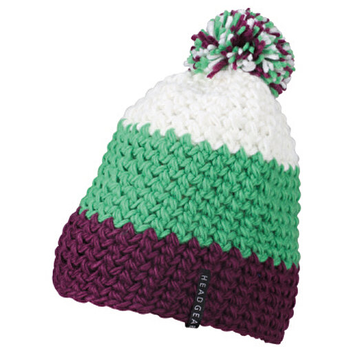 Crocheted Cap With Pompon , Myrtle Beach, lila/lime-grün/weiß, 100% Polyacryl, one size, , Bild 1