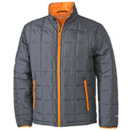 Men’s Padded Light Weight Jacket , James Nicholson, carbon/orange, 100% Polyester, XXL, , Bild 1